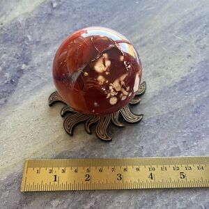 Natural Crystal Stone Big Carnelian Flower Agate Ball Sphere 1lb Healing Red